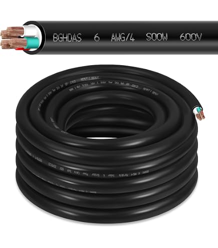 6FT 6/3 6AWG SOOW Portable Power Cable (3 Conductor,600V 6 Gauge