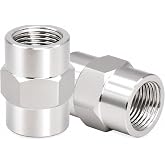 Napredak 3/8" NPT Female Coupler, Stainless Steel Hex Fitting, 2 Pack | For Air/Hydraulic/Industrial Systems, Connect Two Matching 3/8 NPT Male Ends with Dual Female Threads