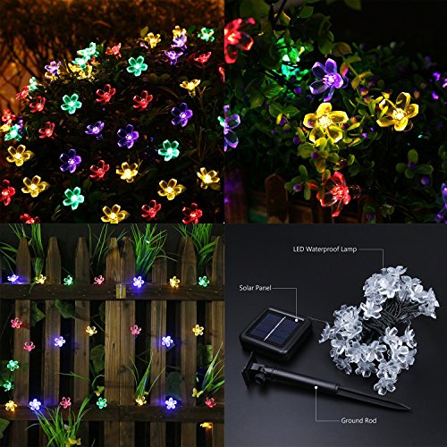 Neretva Solar String Lights,50 LED Fairy Blossom Flower Garden Lights for Christmas Party Wedding Home Patio Lawn Garden Decorative Lights (Multicolor)