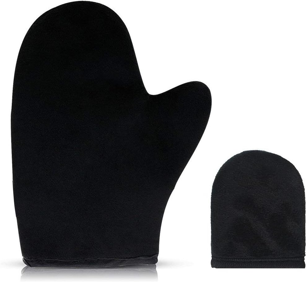 LEALSS Self Tanning Mitt Padded Microfiber Applicator Glove for Self Tanning Spray Tan 2pcs (Black)