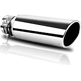 Mupera Universal 3 Inch Inlet Exhaust Tip, 4" Outlet, 12" Long | Silver Professional Tail Pipe Exhaust Tip with Bolt On, for all 3 Inch Outside Diameter Exhaust Tips