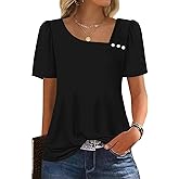 WIHOLL Womens Summer Tops Short Sleeve Shirts Square Neck Spring Outfits 2026 Fashion Clothing Blouses