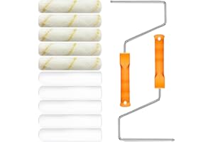 YLTOLOO 10 Pieces Paint Roller Cover with 2 Frame Set, 6 inch Microfiber Roller Covers, High Density Foam Paint Rollers, Mini Paint Roller Kit for Painting Walls, Ceilings, Cabinets, Cupboards, Doors