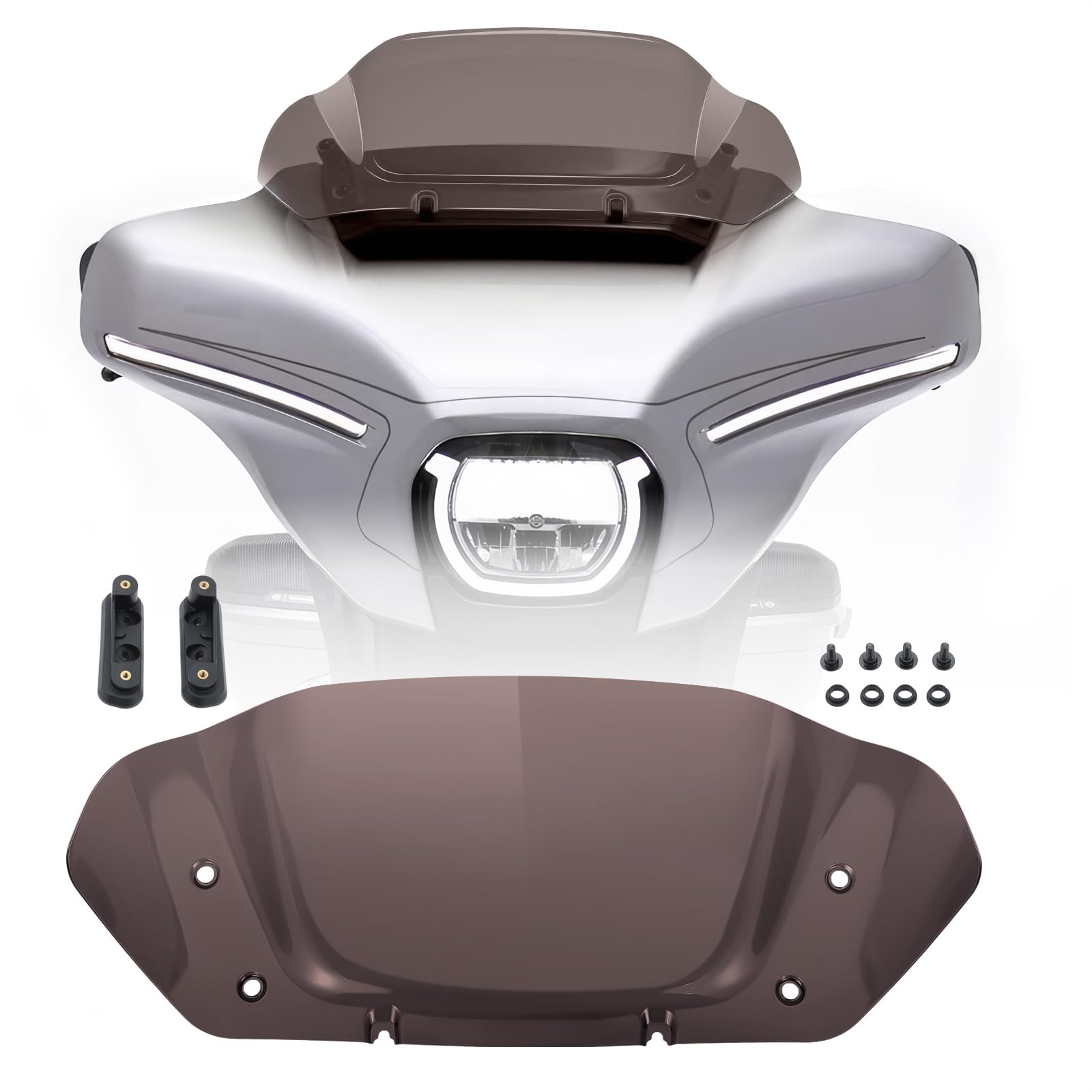 Photo 1 of 10" Wave Windshield Windscreen Wind Splitter fits for Harley Touring Street Glide FLHX 2023-2024, CVO Street Glide FLHXSE 2023-2024 (Brown)