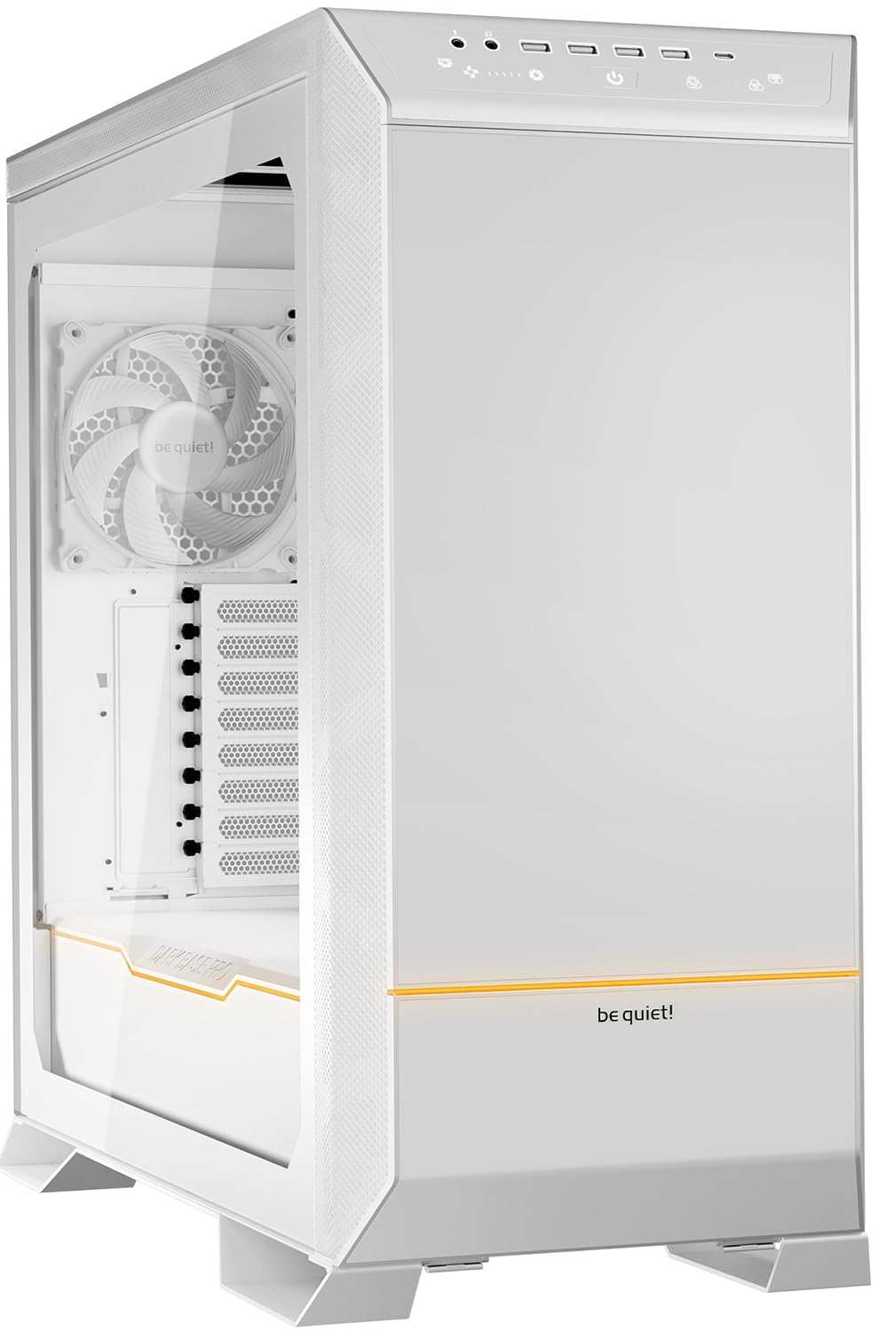 ¡tranquilizarse! Caja de PC Dark Base Pro 901 blanca, flujo de aire máximo, 3X Silent Wings 4 ventiladores PWM, funcionamiento prácticamente inaudible, bandeja de placa base flexible para un diseño invertido, iluminación ARGB, BGW51