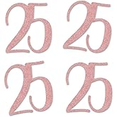 Rose Gold 25 Cut-Out Numbers, 25th Glitter Birthday Party Anniversary Decorations DIY Essentials
