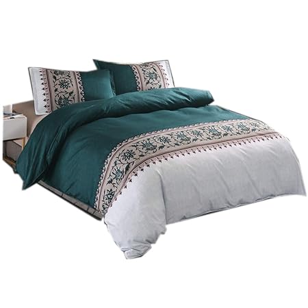 CHAOSE Eleganter Satin Bettwäsche Set,Superweiche Polyester-Baumwolle,3-teilig (1 Bettbezug + 2 Kissenbezüge 48x74cm) (Blauer