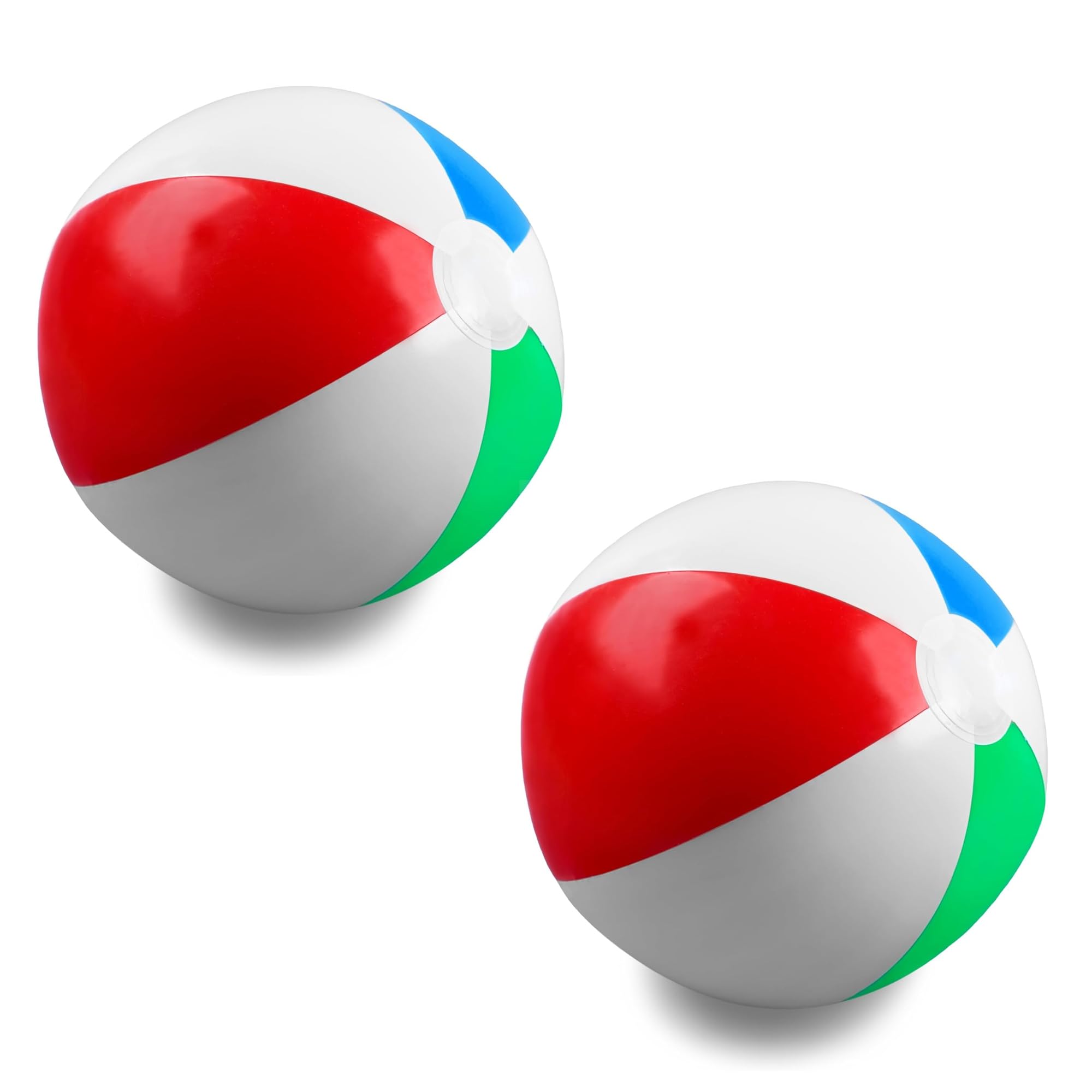 Navoys 2 PACK LARGE INFLATABLE BEACH BALLS, 60cm/24, Vibrant White, Green, Blue, and Red Panels for Summer Fun, Suitable for Swimming Pool, Beach, Camping, Travel Games (2)