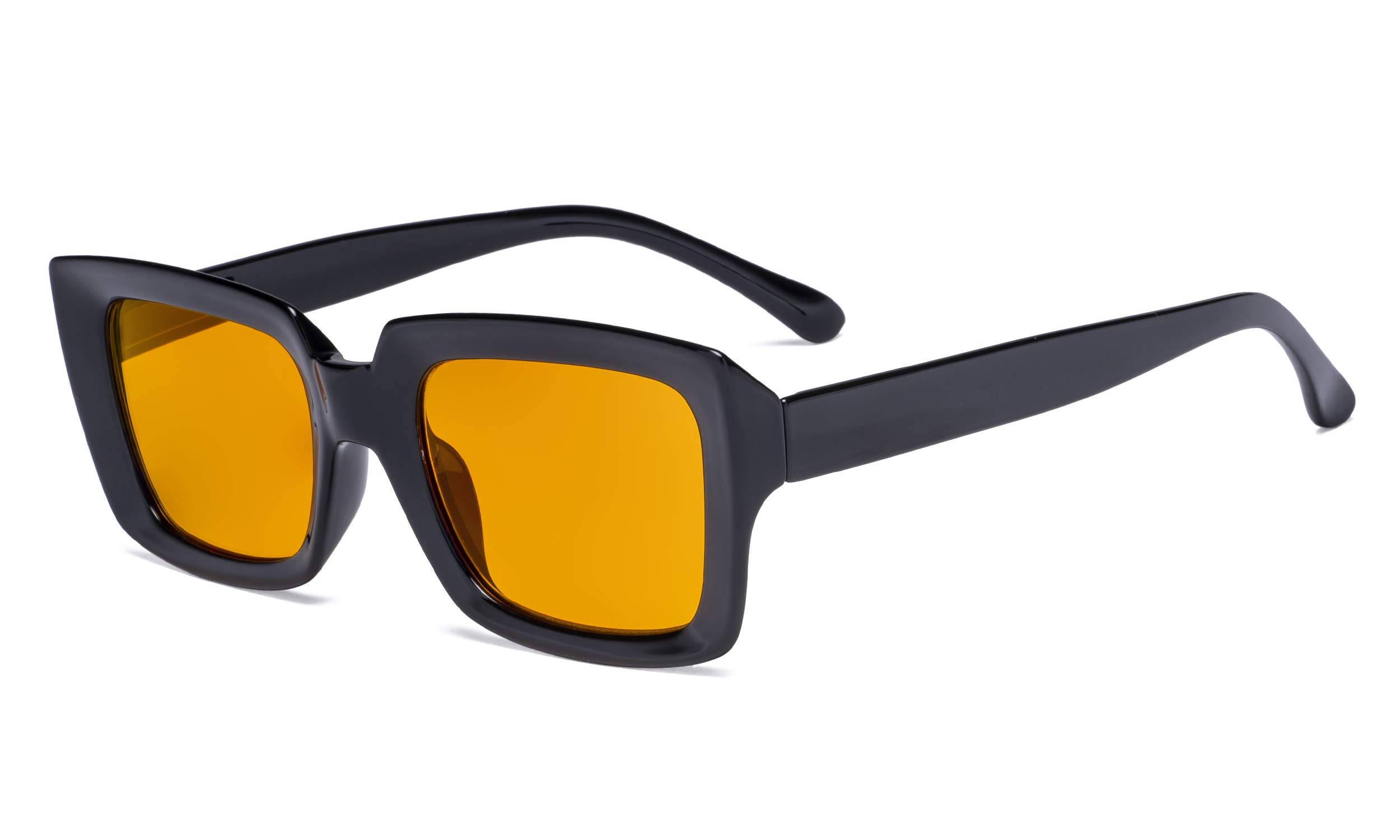 Eyekepper Blue Blocking Reading Glasses with Orange Tinted Filter Lens for Sleeping - Oversized Square Computer Readers Women - Black +1.00