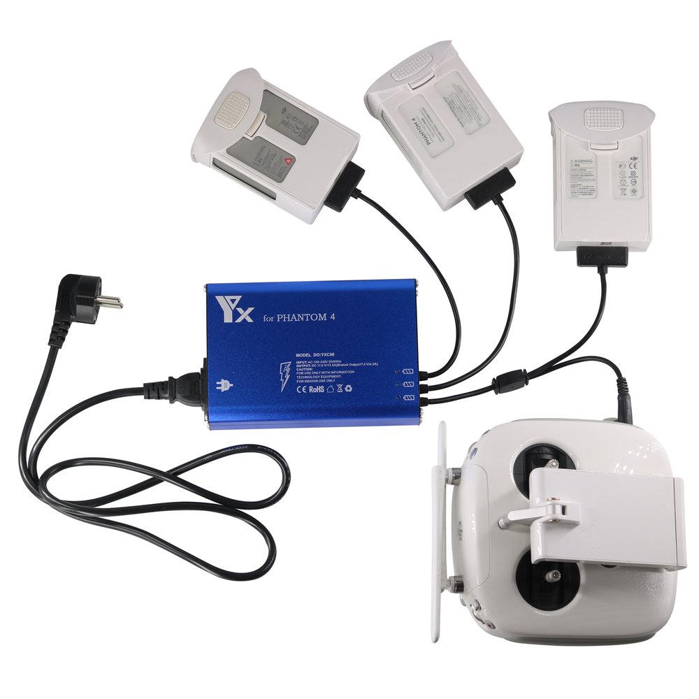 4 in 1 Rapid Battery Charger for Phantom 4 Series Drone Battery and Remote Controller