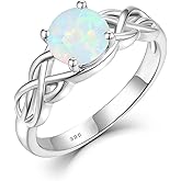 STARCHENIE Celtic Knot Promise Ring for Women 925 Sterling Silver Engagement Wedding Band with Birthstone (Size 5-10)