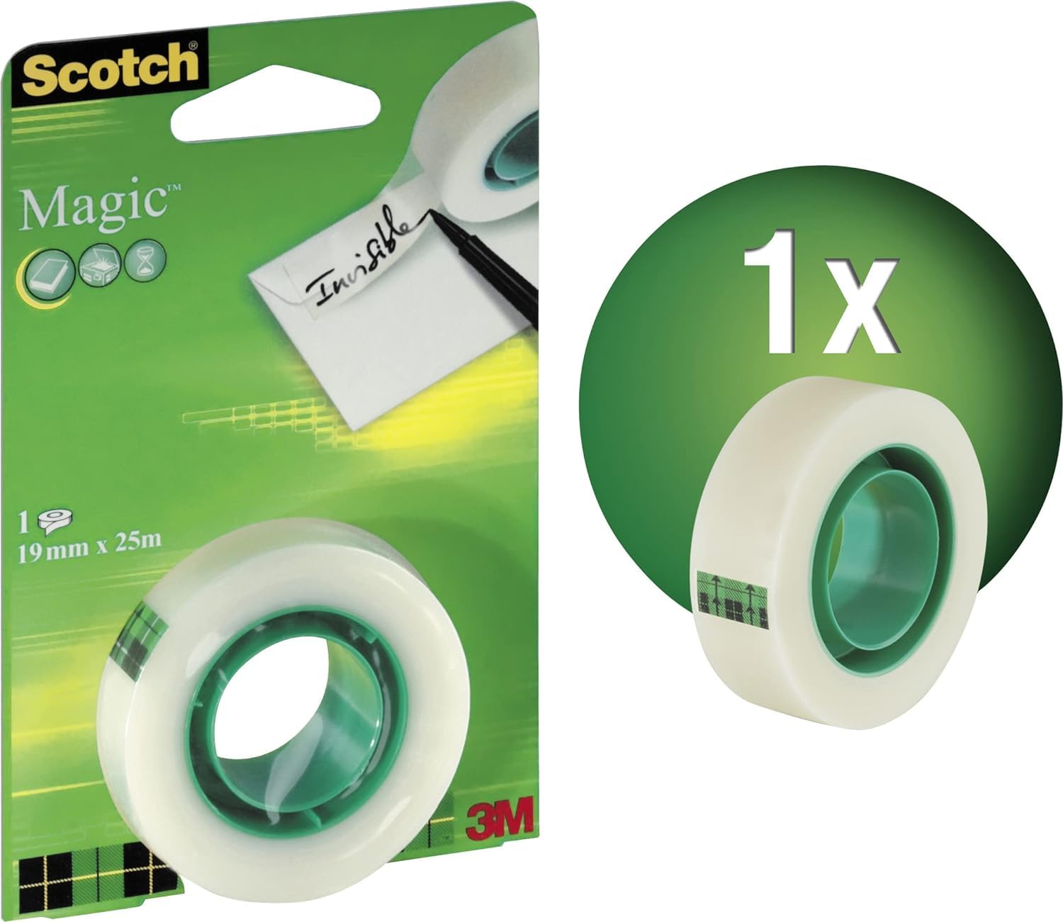 Scotch Magic Tape, Refill Pack, 1 Roll, 19 mm x 25 m - Invisible Tape, for Christmas Gift Wrapping, Labelling Christmas Cards and Presents, Essential Christmas Supplies​