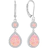 FYNSBLE Opal Earrings for Women 925 Sterling Silver Infinity/Heart Opal Dangle Drop Leverback Earrings Hypoallergenic Jewelry for Women