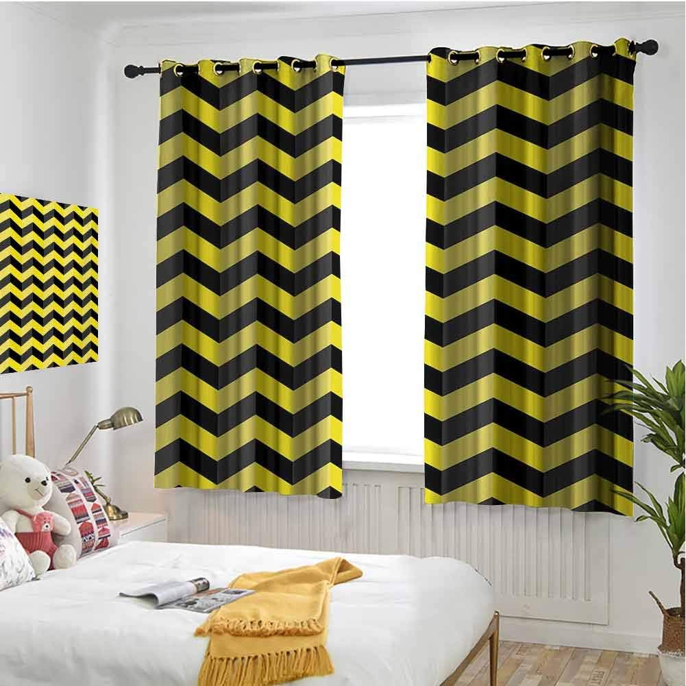 Yellow Chevron 100 blackout lining curtain Black and Yellow Chevron