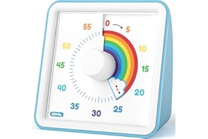 LIORQUE Visual Timer 60 Minute Countdown Timer for Kids Autism with Rainbow Pattern Design, Silent Time Management Tool, No T
