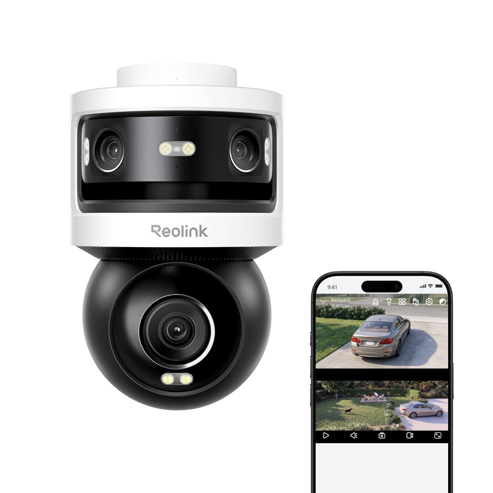Reolink Dreifachobjektiv PoE Sicherheitskamera für den Außenbereich, 10MP 180° Panorama & 4K PT mit Auto-Tracking, KI-Videosuche, Perimeterschutz, Farb- & IR-Nachtsicht, 24/7-Aufzeichnung, OMVI 3i PoE