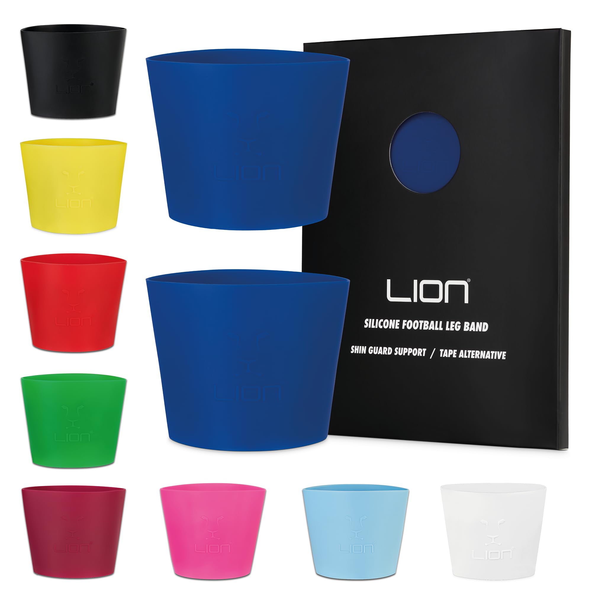 Silicone Football Leg Bands For Adults & Kids - The Tape Alternative To Hold Shin Pads In Place To Match Your Kit (Royal Blue)