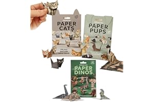 3PCS-DIY Paper Cats Kit, Fun 3D Paper Dog & Cat & Dinosaur Models, Creative Cats Origami Set, Decorative Papercraft Craft Set