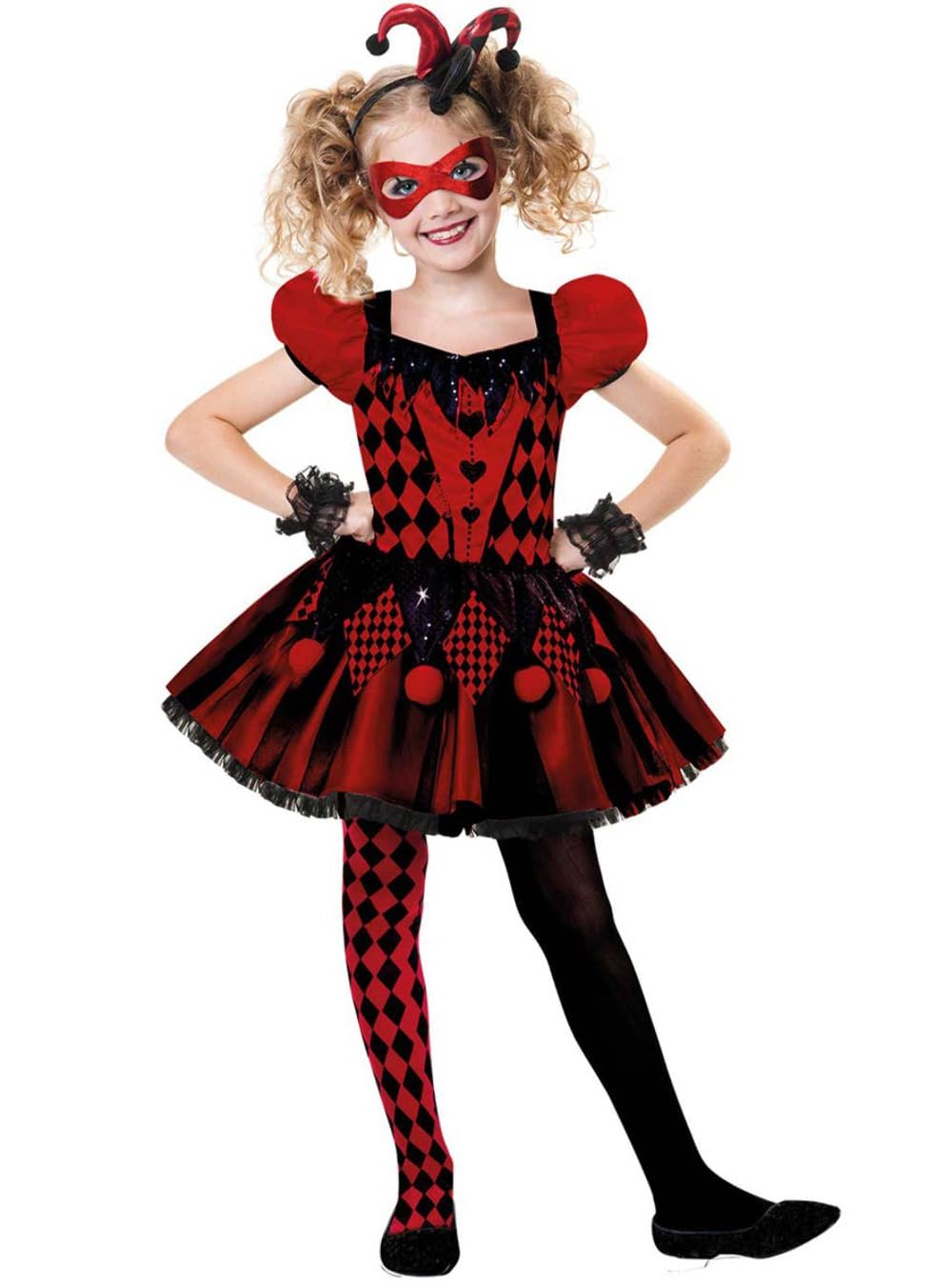 amscan 9903545 - Child Kids Red Harlequin Cutie Jumpsuit Halloween Fancy Dress Childs Costume Age: 8-10 Years