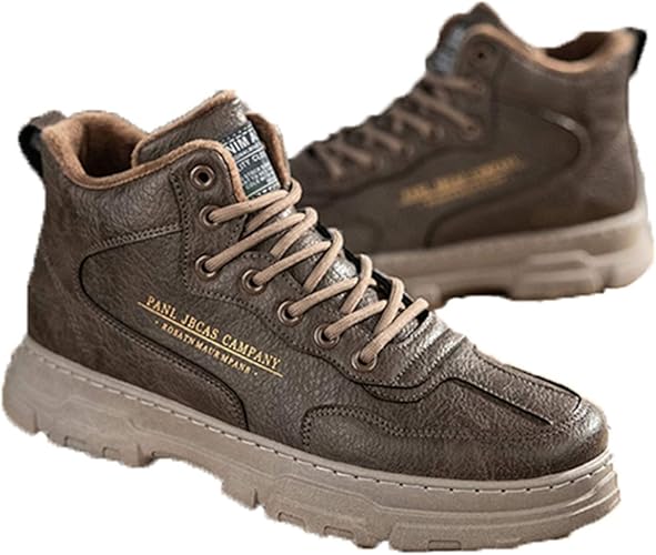 Amazon Hsfeo Jp カジュアルシューズ 秋冬 メンズ レースアップ 厚底ソール ワークブーツ ウォーキングシューズ 運動用 スポーツ用 ハイカット 裏起毛 ボア付き エンジニア カッコイイ 撥水 クッション 学生 通勤通学 Hsfeo Jp ブーツ