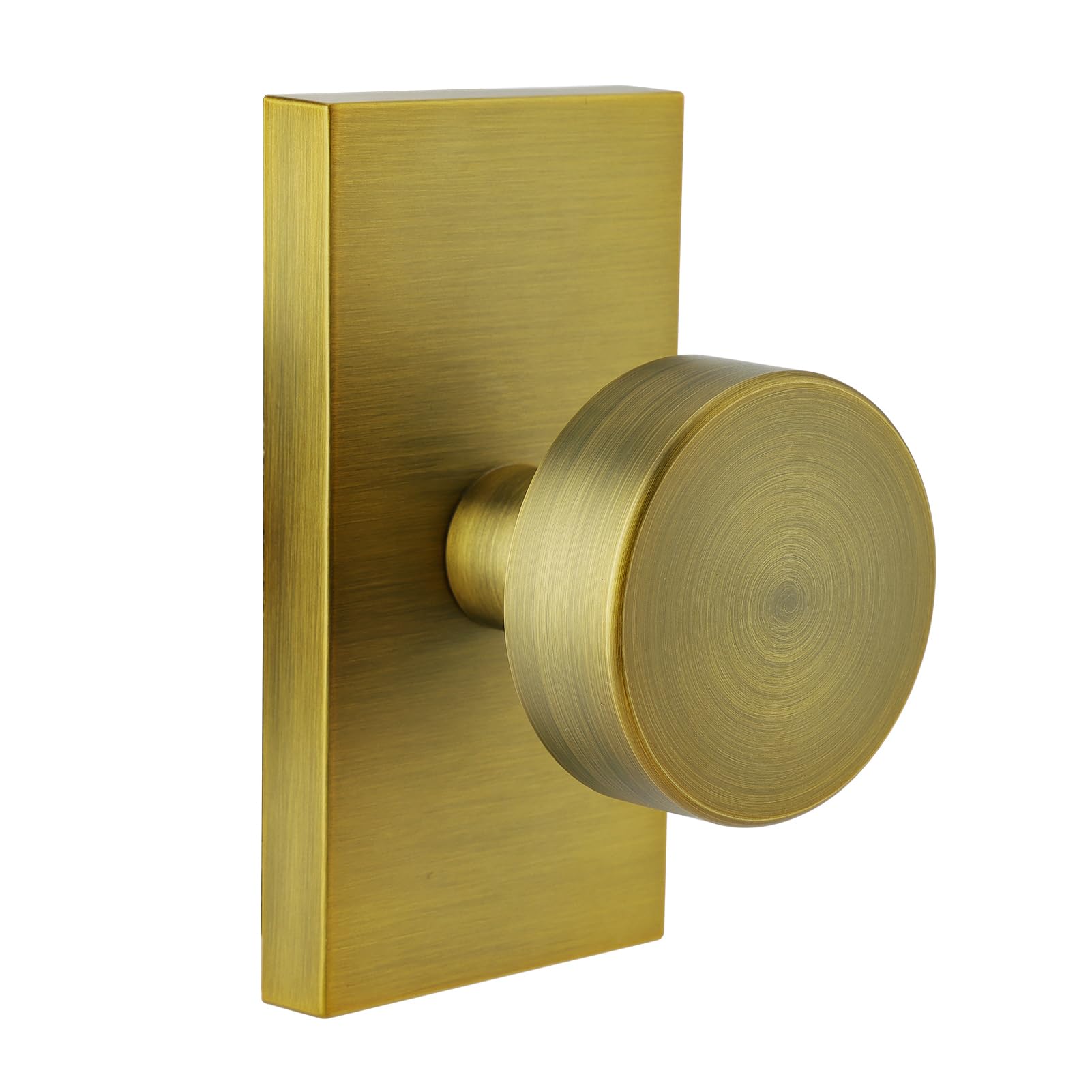 Photo 1 of HIEMEY Antique Door Knobs Interior, Modern Vintage Passage Antique Brass Round Door Knobs Door Handles for Hall and Closet Rectangle
