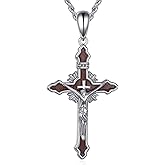HUKKUN Cross Necklace 925 Sterling Silver Christian Jesus Cross Pendant Religious Gift For Men
