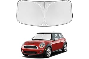 ZOIBV for Mini Cooper F55 2015-2024 Windshield Sun Shade - 4 Layers Car Sunshades for Front Windows Shade Cover Custom Fit F55 Sun Visor 240T Retractable Shade Blocks UV Rays Car Accessories