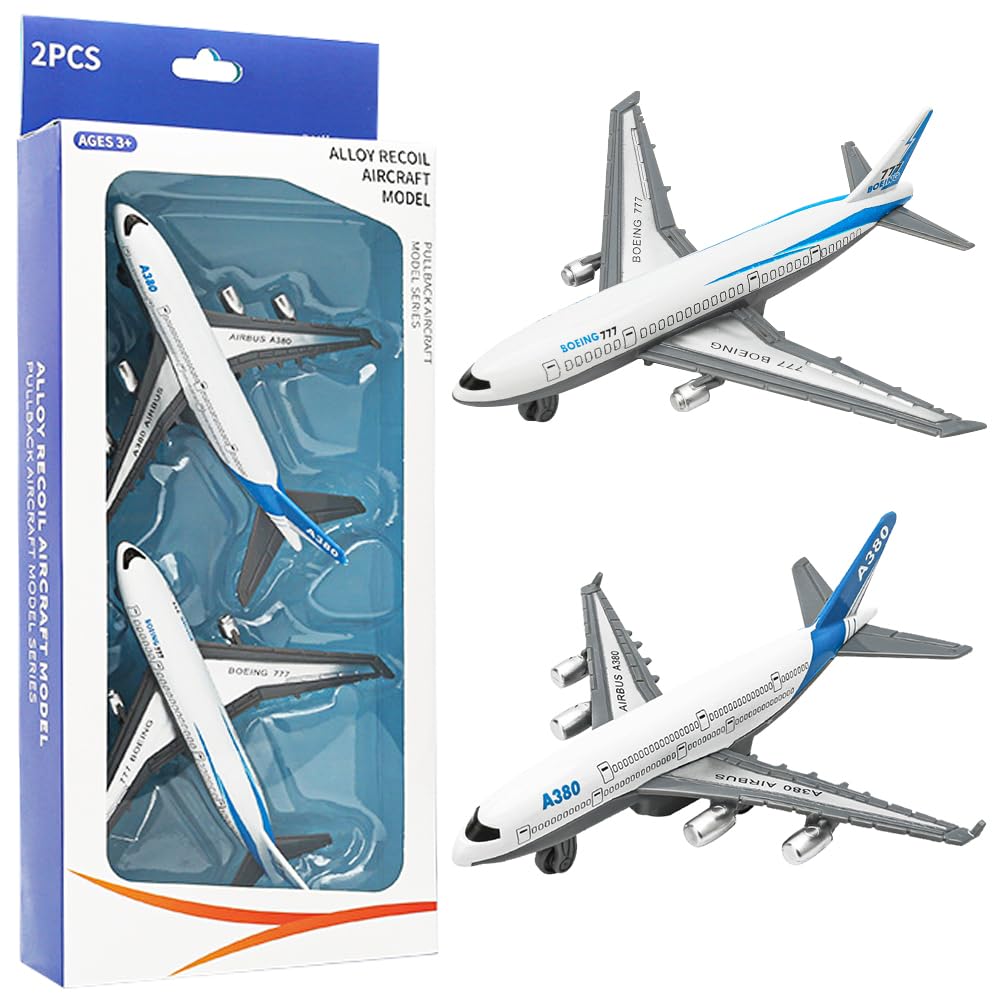 KCJDCDG Aeroplane Toys 2Pcs Airplane Model Diecast Aircraft Plane Ornament for Children Collection Table Top Decoration Gifts