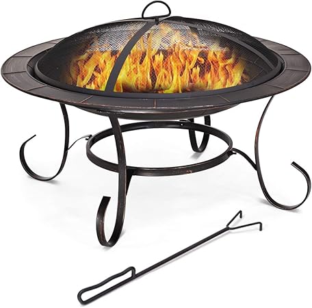 Goplus Feuerschale Mit Spritzschutz Aus Eisen Fur Garten Und Garten Aus Eisen 65 X 65 X 57 Cm 65x65x57cm 76x76x52cm Amazon De Garten