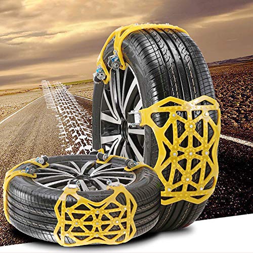Car Tire Snow Chains - Premium Quality Strong Durable All Season Anti-Skid Car, SUV, and Pick Up Patterned Tire Chains for Emergencies and Road Trip