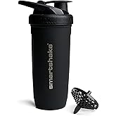 Smartshake Reforce Stainless Steel Protein Shaker Bottle - Non Insulated Unisex Gym Bottle | Metal Shaker Bottles - 900 ml | 30 oz - Leakproof Screw-On Lid - DEHP & BPA Free (Black)