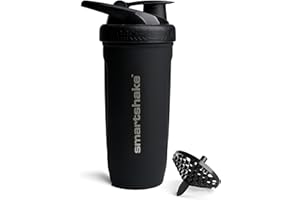 Smartshake Reforce Stainless Steel Protein Shaker Bottle 900 ml | 30 oz - Leakproof Screw-on Lid - BPA Free – Unisex - Non Insulated - Black