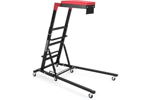 Garvee Heavy-Duty High Top Creeper, 48-68 Inch Adjustable Automotive Service Seat, 400 Lbs Capacity with 6 Swivel Wheels, Fol