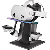 ODGG Charging Dock Compatible with Meta Quest 2/3/3S | Support Fast Charging VR Charging Station with RGB Light, Type-C Cable, VR Controllers Holder Stand