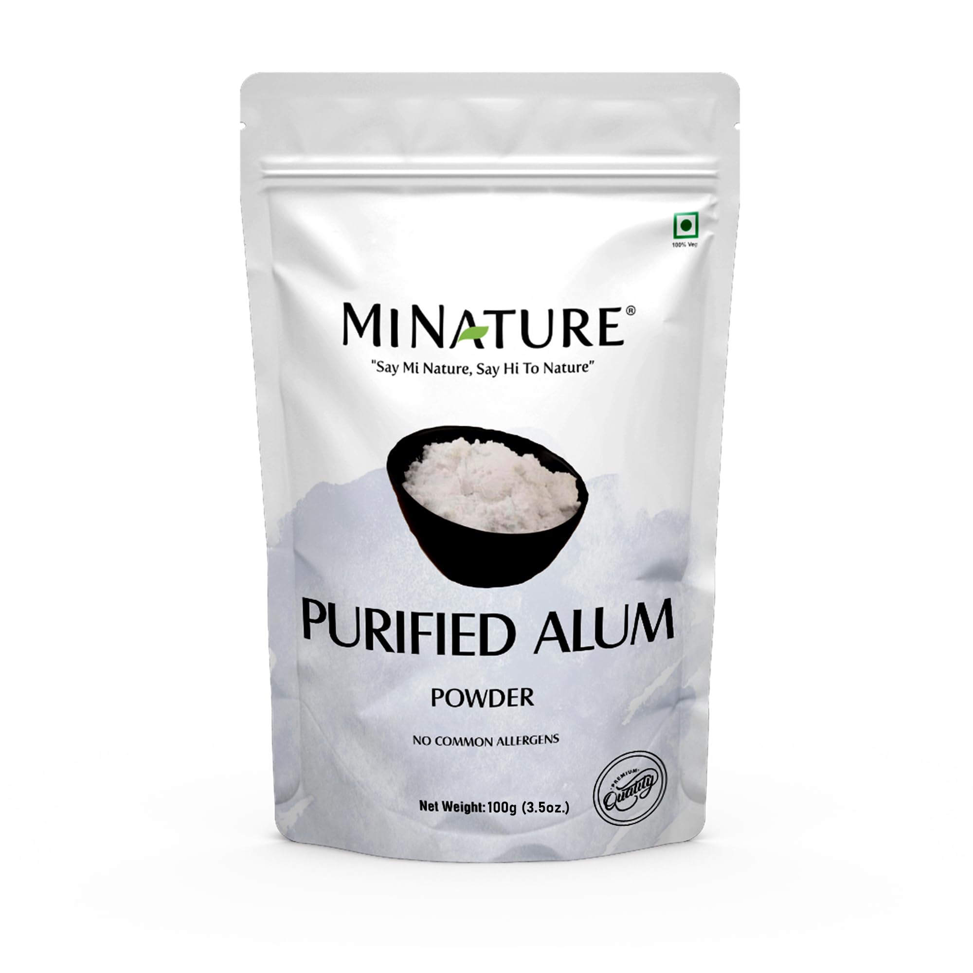 Mi Nature Alum Powder Potassium (Fitkari/Phitkari) -100% Natural Skincare for Acne, Odor Control & Water Purification Face Mask for |Pore Refining 100g |Face Pack Powder |Cruelty-Free