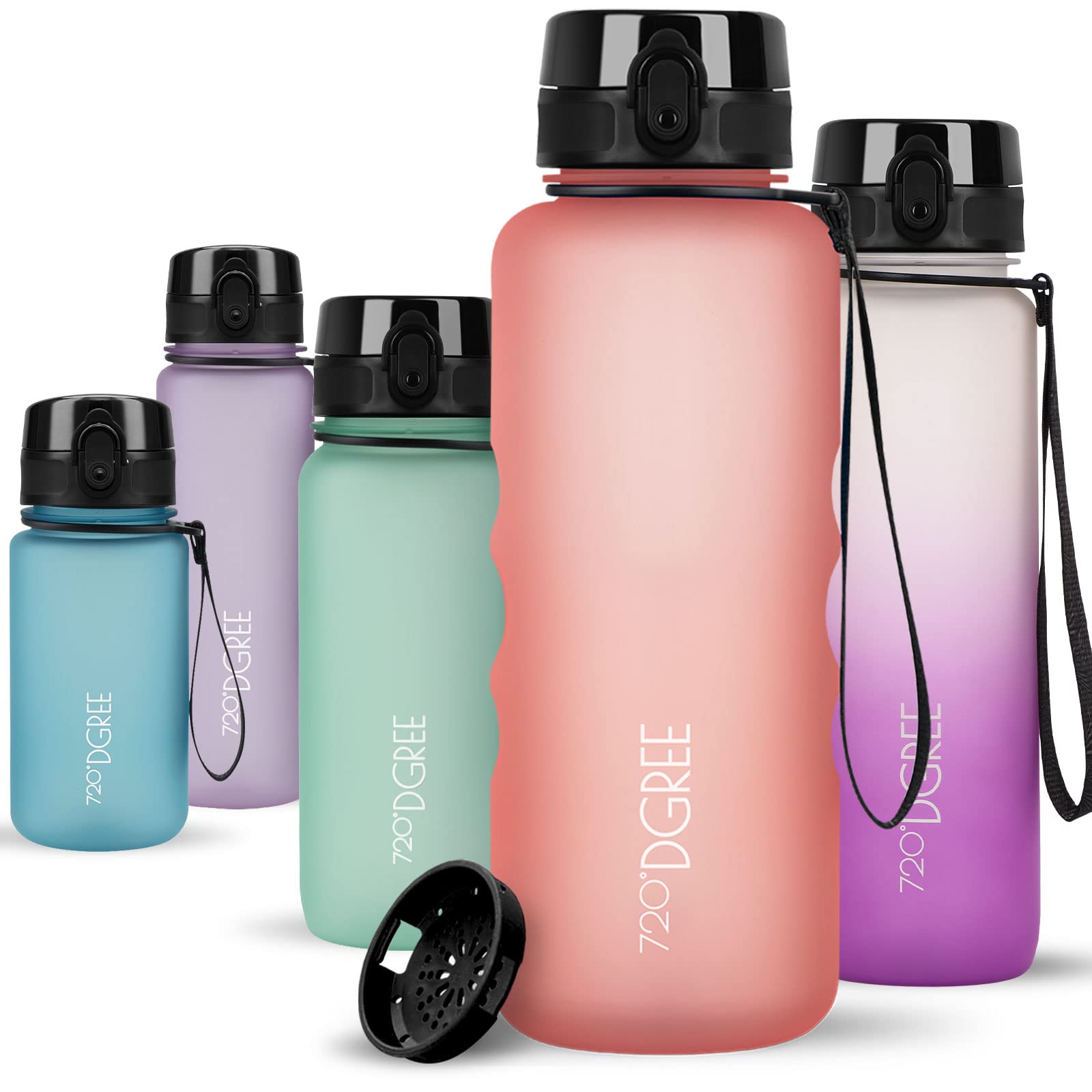 720°DGREE Water Bottle 1.5l “uberBottle“ softTouch +Sieve - BPA-Free, Leakproof, Reusable Drinking Bottle - XL Sports Bottle for all Day Hydration, Gym, Fitness, Office, University, Hiking, Travel
