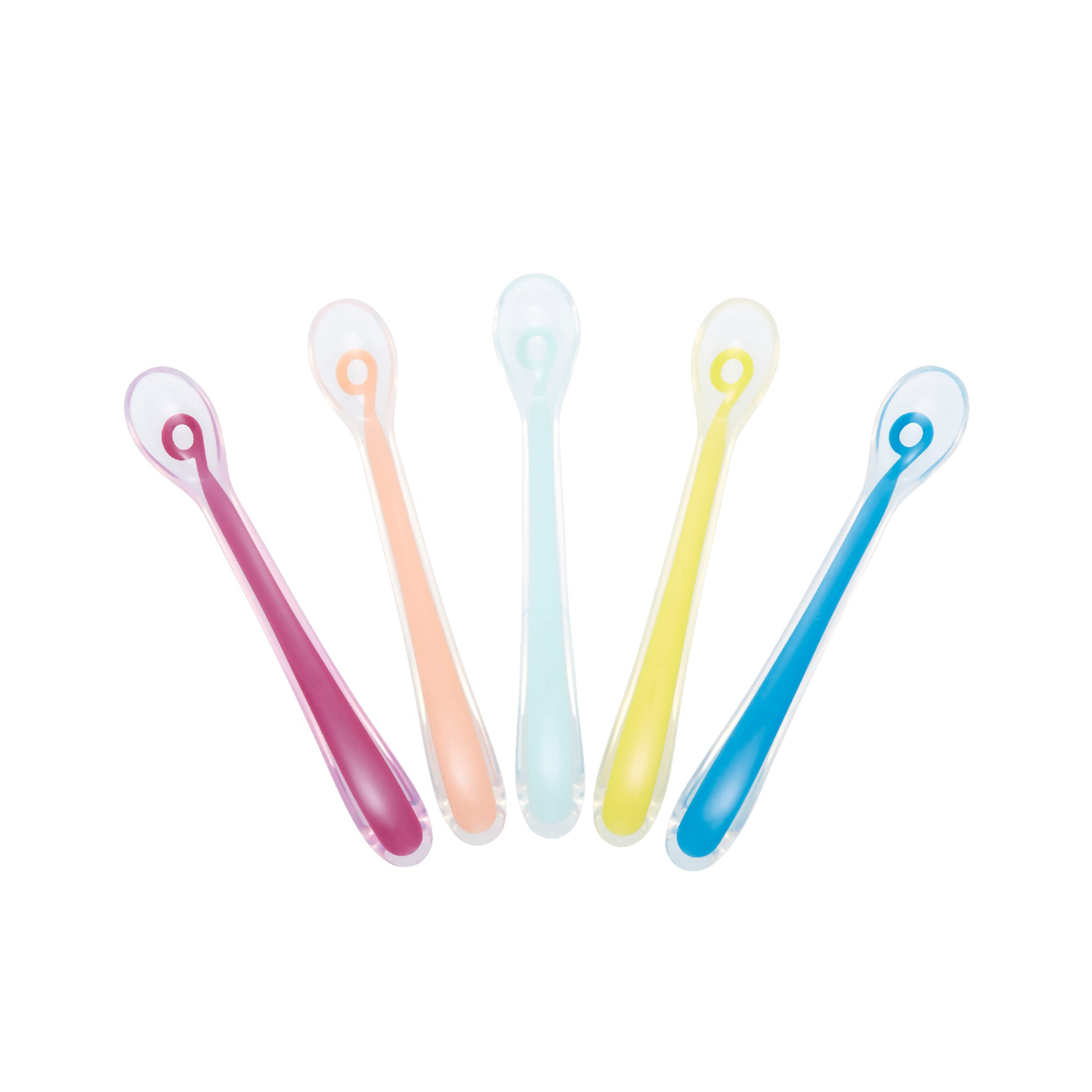 Babymoov Silicone Baby Feeding Spoons, First Stage Weaning, Multi-Colour, Set of 5