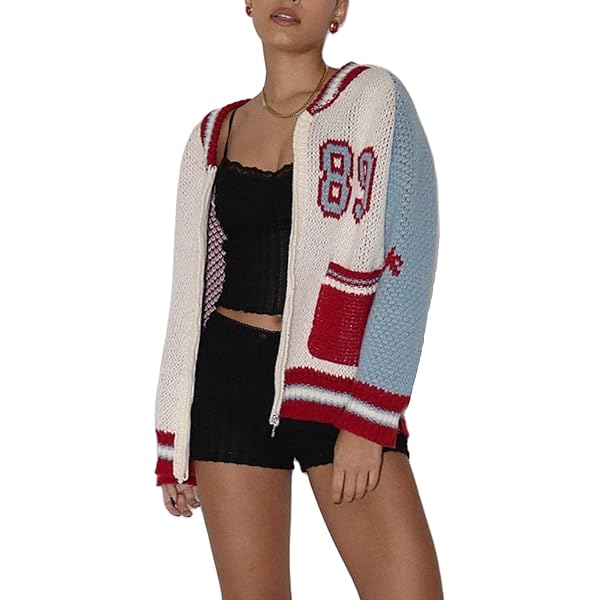 ジャケット・アウター Snap Cardigan Jacket-Wool Paisley Jq. Women Knit Varsity Jacket Oversized Zipper Long Sleeve