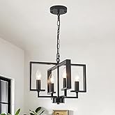 ZemSum Black Chandelier, 4 Light Geometric Farmhouse Chandeliers for Dining Room, Industrial Foyer Lighting Fixtures for Entr