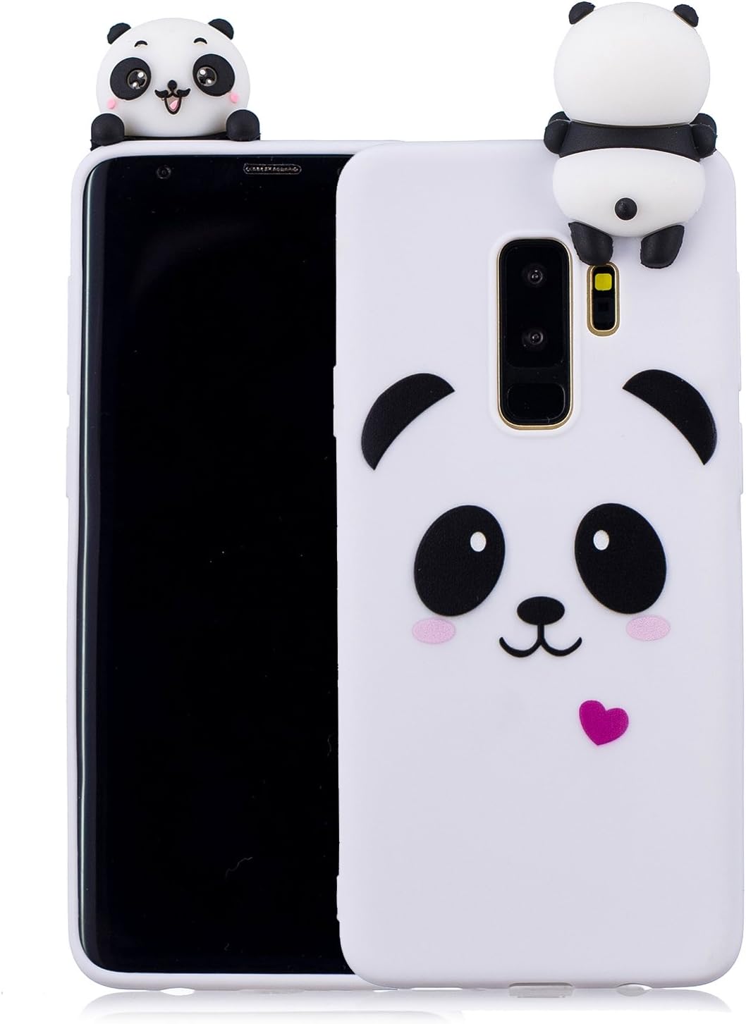 Gostyle Cute 3D Cartoon Panda Case for Samsung Galaxy S9 Plus, Colorful Lovely Animal Pattern Soft Silicone Back Cover,Ultra Slim Flexible TPU Bumper Shockproof Cover for Samsung Galaxy S9 Plus-White