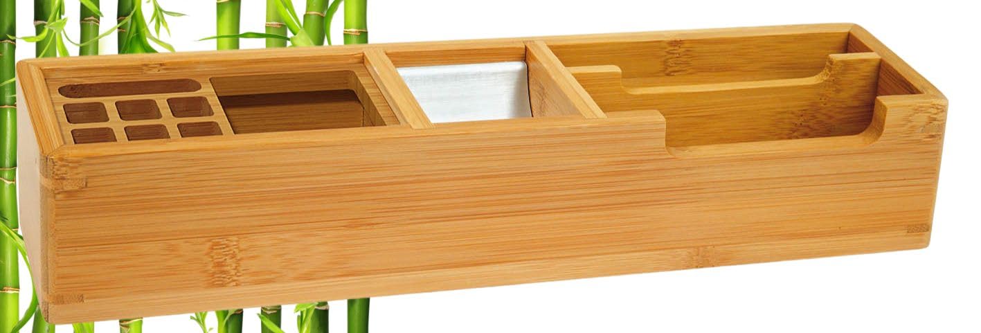 Wedo 61 1007 Bamboo Desktop Organiser - Brown — image 1