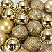 SODIAL(R) Ornament Ball 24Pcs Chic Christmas Baubles Tree Plain Glitter Xmas Ornament Ball Decoration Gold