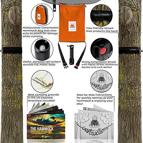 Double Hammock Camping Gear Straps | Best Portable Parachute Nylon 2 Person Folding Hammock with Tree Hanging Straps, Rope & Instruction Booklet | Ideal for Travel, Hiking & Backpacking