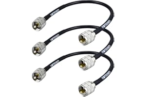 YOTENKO 12 inch RG8x Coaxial Cable, 3 Pack 1ft Jumper CB Coax Cable PL259 Male UHF Connector Low Loss 50 Ohm for CB HAM Radio, HF VHF Radio, Antenna Analyzer, SWR Meter