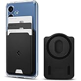 Spigen for MagSafe Wallet, Holds 3 Cards, Compatible with Galaxy S25/Ultra/Edge/Plus Z Fold 7 Pixel 10 Pro/Pro XL/Fold iPhone 17/16/15/14/13/12, Plaud Note, Card Holder - PU Black (MagFit)