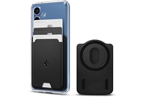 Spigen for MagSafe Wallet, Holds 3 Cards, Compatible with Galaxy S25/Ultra/Edge/Plus Z Fold 7 Pixel 10 Pro/Pro XL/Fold iPhone 17/16/15/14/13/12, Plaud Note, Card Holder - PU Black (MagFit)