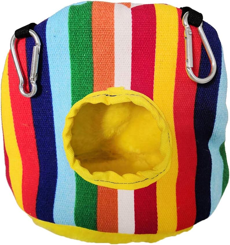 Pet Bird Parrot Owl Print Soft Warm Hanging Cage House Sleep Tent Bed Cave Nests, for Bird Parrot Budgie Parakeet Cockatiel Macaw African Grey Cockatoo Rat Gerbil Mice Chinchilla Guinea L Ethnic Style