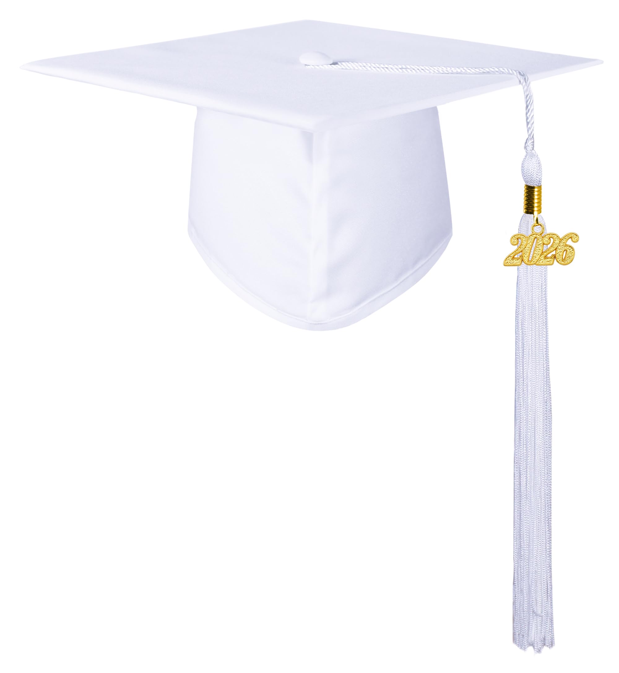 GraduationMall Graduation Hat for Adult 2025 Bachelor Cap Motorboard Hat for High School University Graduation Cap - White