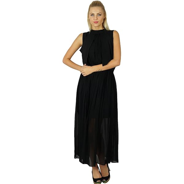 Bimba Women Long Maxi Dress Formal Georgette Flowy Gown Casual Formal  Clothing Black at Amazon Women's Clothing store