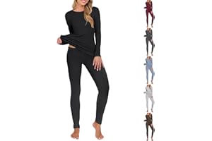 Womens Long Johns Soft Thermal Sets Comfy Base Layer Long Sleeve Tops and Leggings Sets Winter Pjs Set Sleepwear